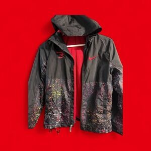Boys Size 12‎ Nike Black Splatter Print HoodedWindbreaker Jacket